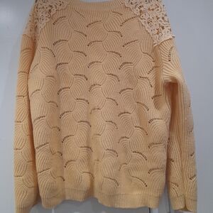 Elegant Lace Shoulder Sweater - Cream